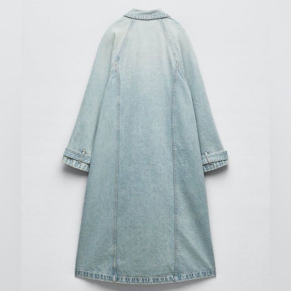 Zara Light Blue TRF Denim Trench Coat New - Picture 8 of 12